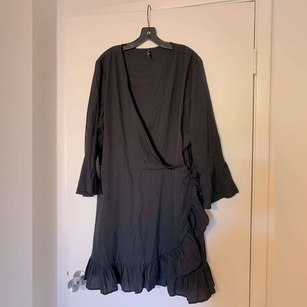 Black Faux Wrap Dress